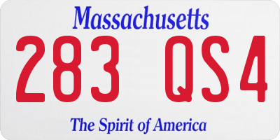 MA license plate 283QS4