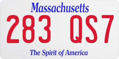 MA license plate 283QS7