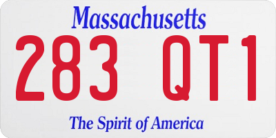 MA license plate 283QT1