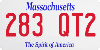 MA license plate 283QT2