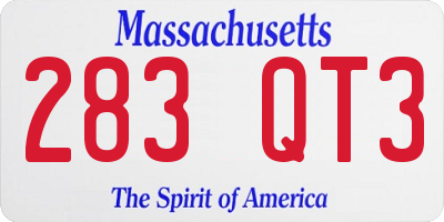 MA license plate 283QT3