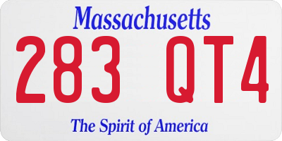 MA license plate 283QT4