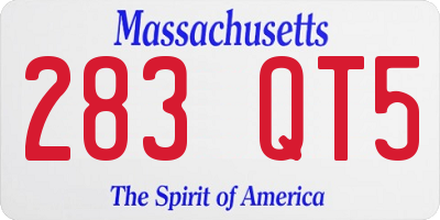 MA license plate 283QT5