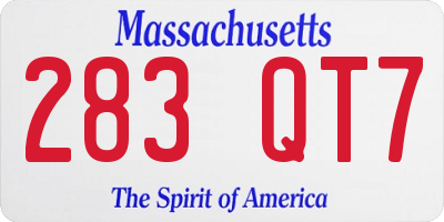 MA license plate 283QT7