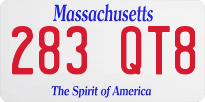 MA license plate 283QT8