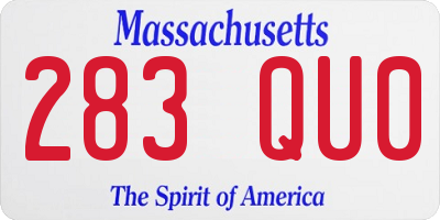 MA license plate 283QU0