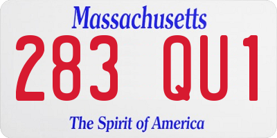 MA license plate 283QU1