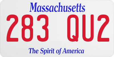 MA license plate 283QU2
