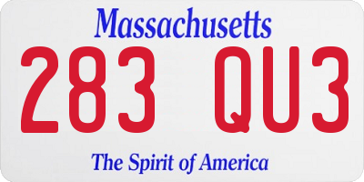MA license plate 283QU3