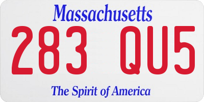 MA license plate 283QU5