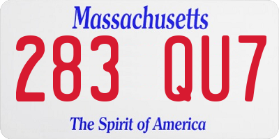 MA license plate 283QU7
