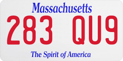 MA license plate 283QU9