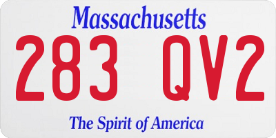 MA license plate 283QV2
