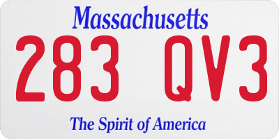 MA license plate 283QV3