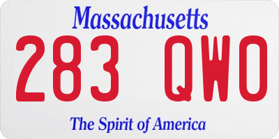 MA license plate 283QW0