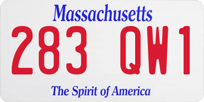 MA license plate 283QW1