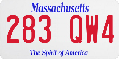 MA license plate 283QW4