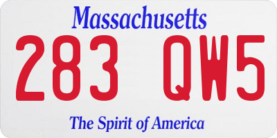 MA license plate 283QW5