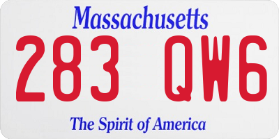 MA license plate 283QW6