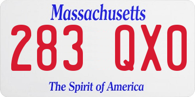 MA license plate 283QX0
