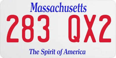 MA license plate 283QX2