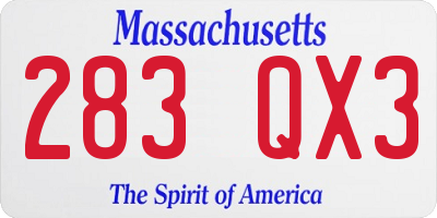 MA license plate 283QX3