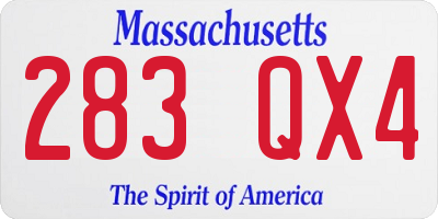 MA license plate 283QX4