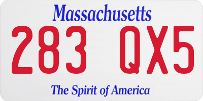 MA license plate 283QX5