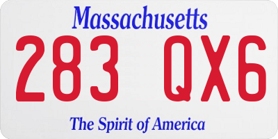 MA license plate 283QX6