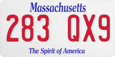 MA license plate 283QX9