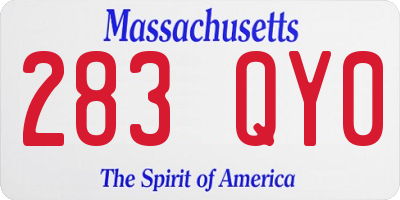 MA license plate 283QY0