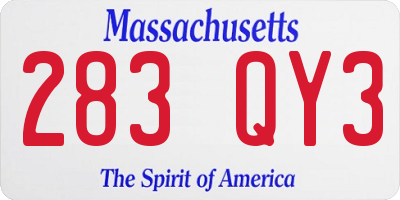 MA license plate 283QY3
