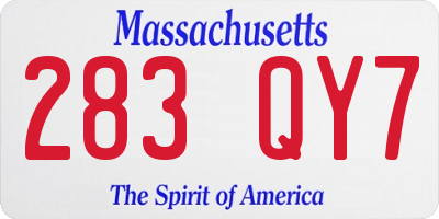 MA license plate 283QY7