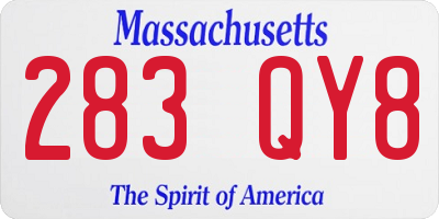MA license plate 283QY8