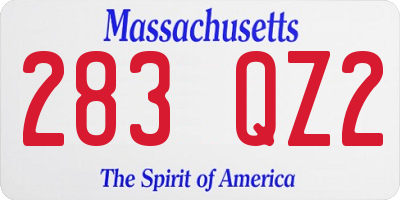 MA license plate 283QZ2