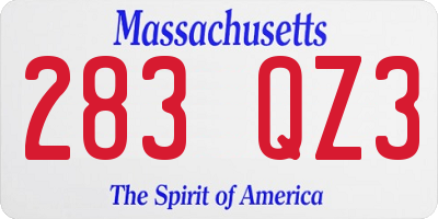 MA license plate 283QZ3