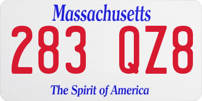 MA license plate 283QZ8