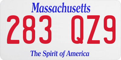 MA license plate 283QZ9
