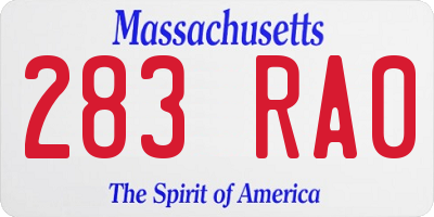 MA license plate 283RA0