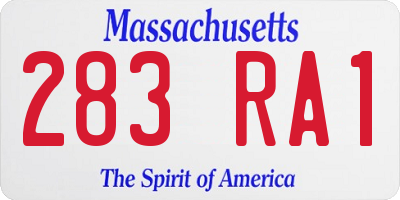 MA license plate 283RA1