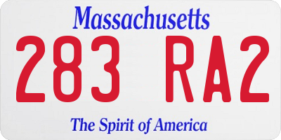 MA license plate 283RA2