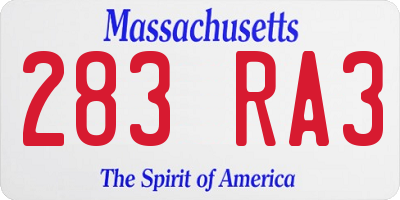 MA license plate 283RA3