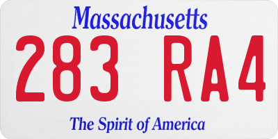MA license plate 283RA4
