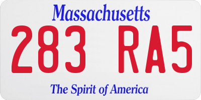 MA license plate 283RA5