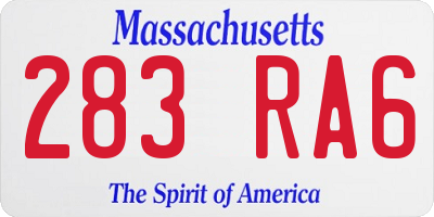 MA license plate 283RA6