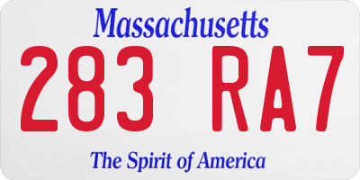 MA license plate 283RA7