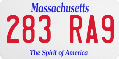 MA license plate 283RA9