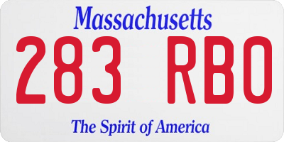 MA license plate 283RB0