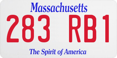 MA license plate 283RB1
