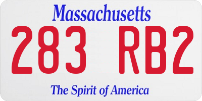 MA license plate 283RB2